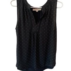 Loft women’s small tank black with white polka dots